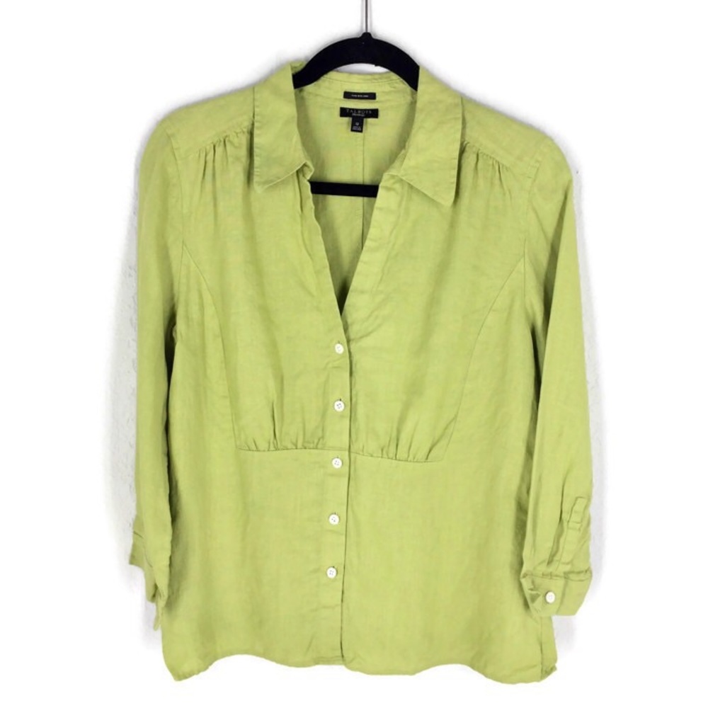 Talbots Pure Irish Linen Lime Green Button Down